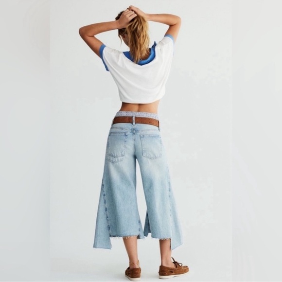 Free People We The Free Ripple Wide-Leg Cropped Jeans. NWT. 27 L - Picture 3 of 16